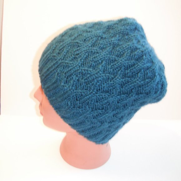 Hand Knitted Hat Toque Size - L-M Acrylic Botany Teal - 006 Hand knit by me - Picture 8 of 11